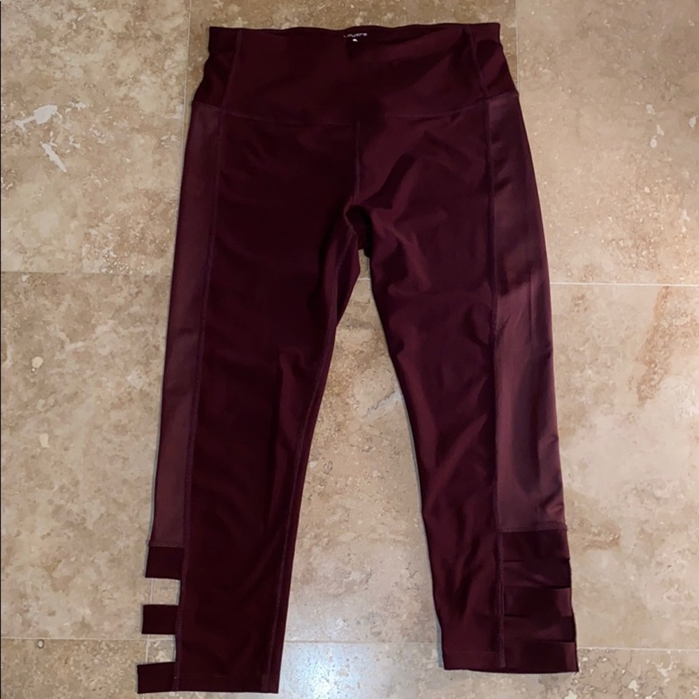 Maroon Cropped Cutout Leggings | Layer 8
